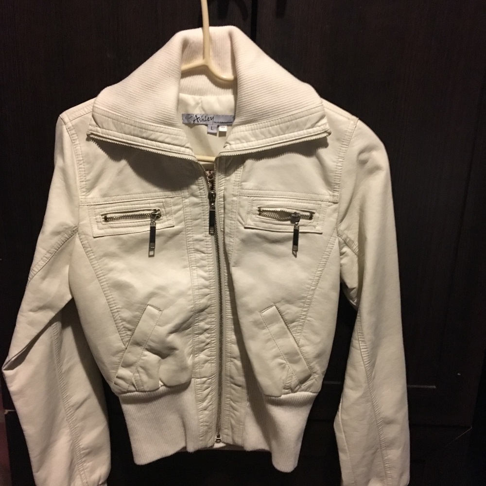 white leather jacket